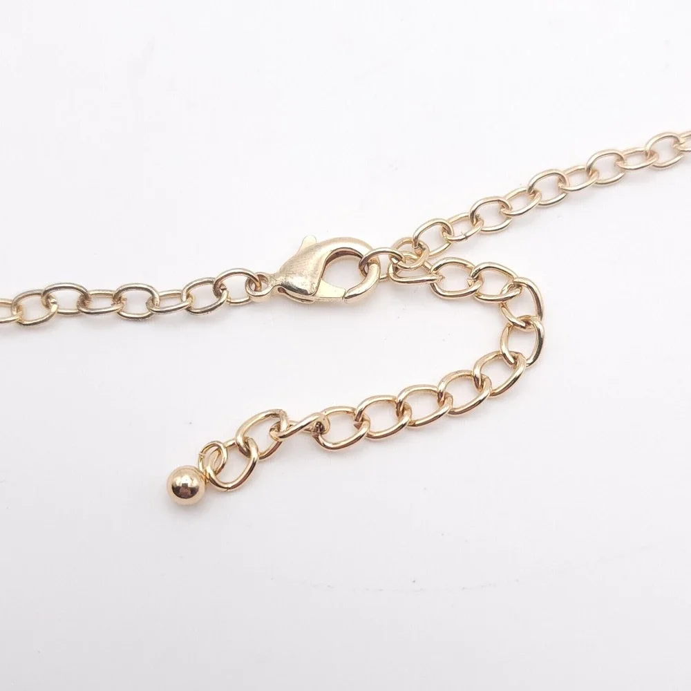 Gold Tone Necklace Oversized Circle Link Elegant - Picture 3 of 5